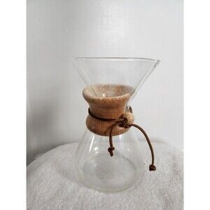 Chemex 8 Cup Glass Pour Over Drip Coffee Maker Wood Collar Leather Tie Handle